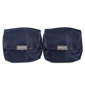 Delta Airlines Navy Blue Travel Amenity Kit Toiletry Pouch Set of 2 Snap Zipper